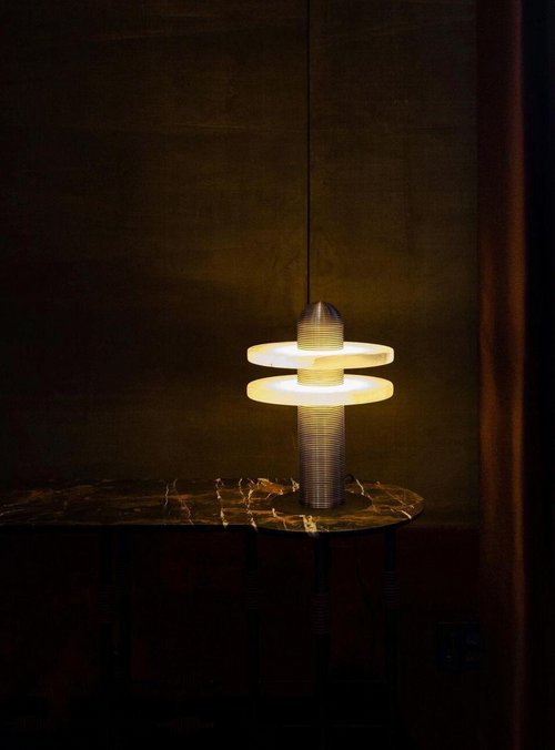 Alabaster Antique Gold Planes Table Lamp Henne Decor